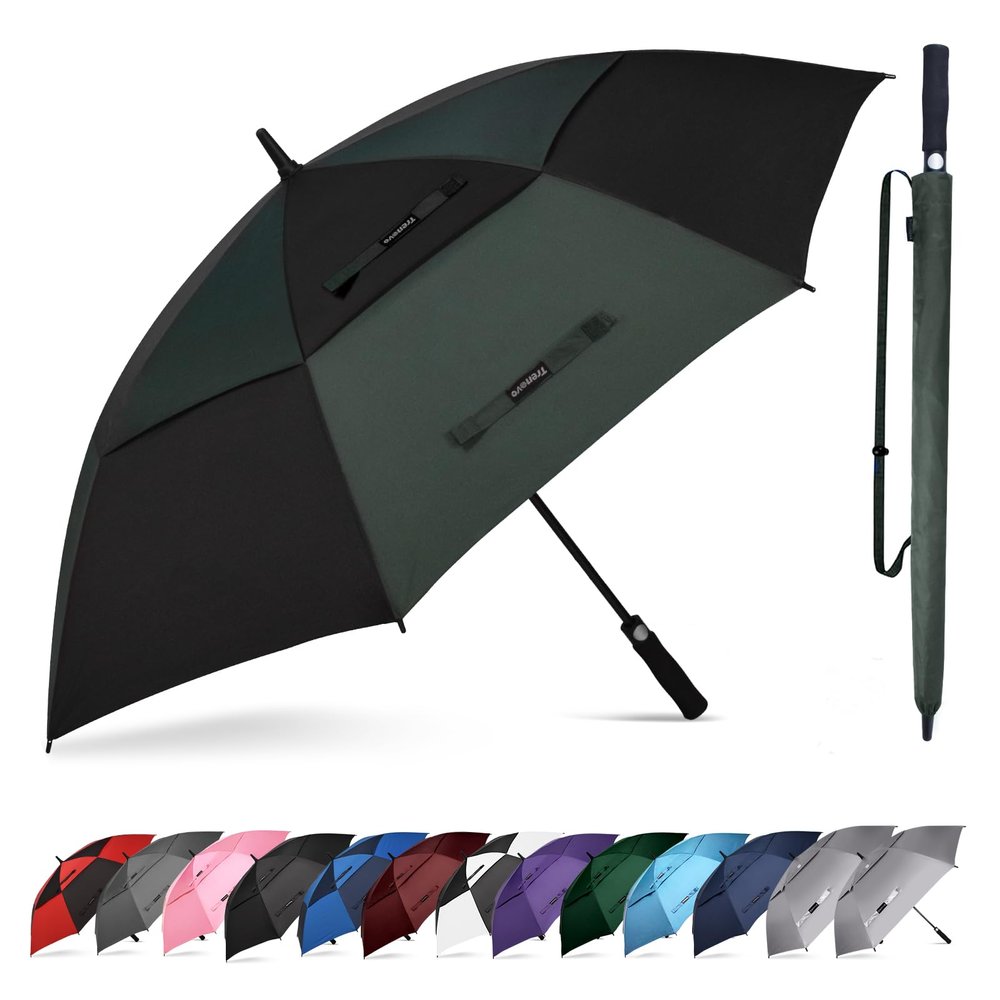 Trenovo 47/54 Inch Ventilated Double Canopy Windproof Stick Umbrellas for Rain, Automatic Open Golf Umbrella  Available in for Adults, Kids, Outdoor Enthusiasts