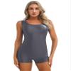 Jhaoyu Women Glossy Sleeveless Jumpsuit Yoga Dance Bodysuit One Piece Swimsuit Swimming Costume Dark Grey A X-Large view 3