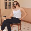 Ekouaer Women's Lace Silk Satin Pajama Tank Tops V Neck Camisole Soft Spaghetti Strap Tops Loose Sleepwear White 3X-Large view 2