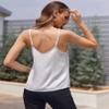 Ekouaer Women's Lace Silk Satin Pajama Tank Tops V Neck Camisole Soft Spaghetti Strap Tops Loose Sleepwear White 3X-Large view 4