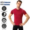 SPVISE Red Compression Muscle Shirts for Men Dry Fit Workout Short Sleeve T-Shirts Athletic Undershirts for Running Yoga Gym view 3