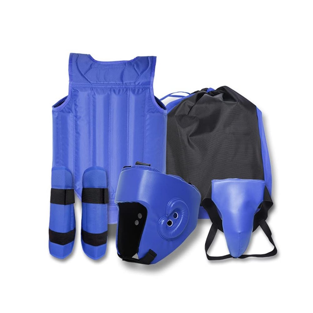 Sparring Gear Set Protective Gear Full SetMartial Arts Protector Equipment Sanda Kickboxing Kit 5pcs Gear Set for Men and Woman (Size : Blue)