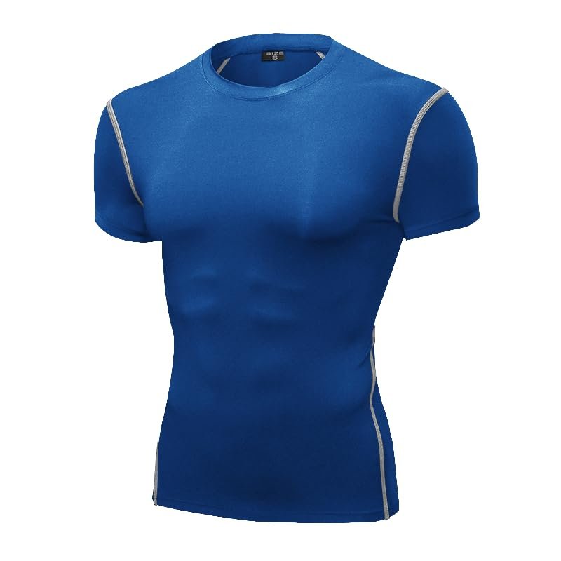 SPVISE Blue Compression T Shirts for Men Short Sleeve Cool Dry Athletic Workout Shirts Sports Baselayer Undershirt Gym Shirt
