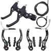 Lomodo 6 Pieces Bicycle Brake Accessories Including 2 Pack Aluminium Alloy Brake Levers (2.2 cm in Diameter) and 2 Pair V Brake Set and 2 Pack Brake Wire for Mountain/Road/MTB Bike(Black) view 1