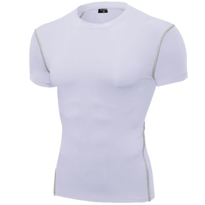 SPVISE White Compression Shirts for Men Short Sleeve Cool Dry Workout Running Gym Shirts Tops Sports Base Layer Undershirts