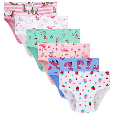 Cadidi Dinos Kids Toddler Panties Little Girls Assorted Underwear Rainbow Strawberry (Pack of 6) Size 12