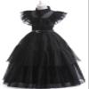 EOILFM Halloween Wednesday Addams Family Dress Costume Cosplay Girls Black Gothic Dress Up Outfit with Belt Party Show for Kids view 2