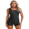 Jhaoyu Women Glossy Sleeveless Jumpsuit Yoga Dance Bodysuit One Piece Swimsuit Swimming Costume Black A Medium view 3