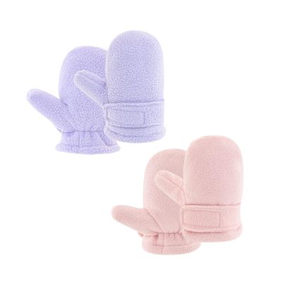 RAOEXI Toddler Infant Winter Mittens Lined with Fleece Easy-on Baby Boy Girls Warm Gloves Outdoor(B-pink&purple,M(1-2 Years))