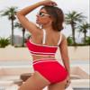 BMJL Women's High Waisted Bikini Sets Sporty Two Piece Swimsuits Color Block Cheeky High Cut Bathing Suits(M,Red) view 2