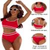 BMJL Women's High Waisted Bikini Sets Sporty Two Piece Swimsuits Color Block Cheeky High Cut Bathing Suits(M,Red) view 4