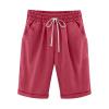 XUETON Casual Shorts for Women Loose Fit Bermuda Knee Length Shorts Jersey Walking Shorts Athletic Yoga Workout Lounge Shorts with Pockets(Red,Small) view 1