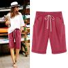 XUETON Casual Shorts for Women Loose Fit Bermuda Knee Length Shorts Jersey Walking Shorts Athletic Yoga Workout Lounge Shorts with Pockets(Red,Small) view 2