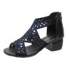 Strappy Sandals for Women Heel,Sandals for Women Dressy Summer,Open Toe Strappy Caged Roman Shoes Chunky Low Heels Rhinestone Sandals Comfortable Non Slip Back Zipper Dance Sandals view 2