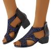 Strappy Sandals for Women Heel,Sandals for Women Dressy Summer,Open Toe Strappy Caged Roman Shoes Chunky Low Heels Rhinestone Sandals Comfortable Non Slip Back Zipper Dance Sandals view 3