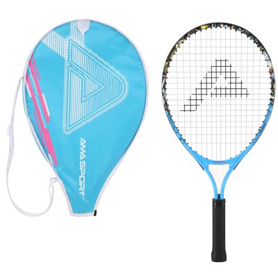 AMA SPORT Kids Tennis Racket for Junior Toddlers Starter Kit 17-25" for Girl Pink and Boy Yellow with 420D Nylon Shoulder Strap Bag, Graffiti Blue 25"
