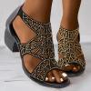 Strappy Sandals for Women Heel,Sandals for Women Dressy Summer,Open Toe Strappy Caged Roman Shoes Chunky Low Heels Rhinestone Sandals Comfortable Non Slip Back Zipper Dance Sandals view 1