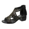 Strappy Sandals for Women Heel,Sandals for Women Dressy Summer,Open Toe Strappy Caged Roman Shoes Chunky Low Heels Rhinestone Sandals Comfortable Non Slip Back Zipper Dance Sandals view 2
