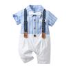 ALINTU Baby Boy Gentleman Dress Clothes, Short Sleeve Onesie with Bow Tie Romper Jumpsuit, White, 12-18 Months view 1