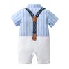 ALINTU Baby Boy Gentleman Dress Clothes, Short Sleeve Onesie with Bow Tie Romper Jumpsuit, White, 12-18 Months view 2