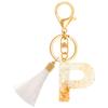 TTYY Initial Letter Keychain for Women Birthday gift To Little Girls Tassel Butterfly Pendant Key Ring for Backpack (White crystal LetterP) view 1