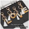 TTYY Initial Letter Keychain for Women Birthday gift To Little Girls Tassel Butterfly Pendant Key Ring for Backpack (White crystal LetterP) view 3