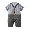 ALINTU Infant Boy Gentleman Dress Clothes, Short Sleeve Onesie with Bow Tie Romper Jumpsuit, Dark Grey, 3-6 Months view 2