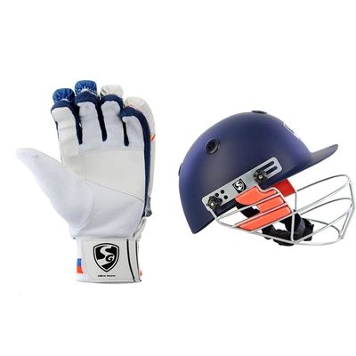Cricket Combo Set for SG Optipro Cricket Helmet Medium Size with SG Ecolite RH Batting Gloves, Adult