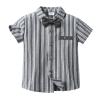 ALINTU Boy Dress Clothes, Short Sleeve Shirts + Suspenders Shorts with Bow Tie Gentleman Outfit, Dark Grey, 5-6 Years view 3