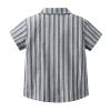 ALINTU Boy Dress Clothes, Short Sleeve Shirts + Suspenders Shorts with Bow Tie Gentleman Outfit, Dark Grey, 5-6 Years view 4