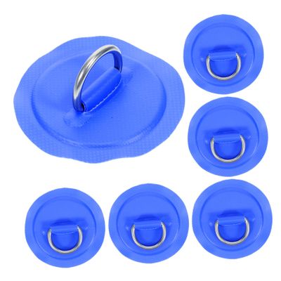 6pcs Stainless Steel D-Shaped Buckle PVC D-Ring Patch D Ring Surfboard D-Ring Dinghy Kayak Multifunction Buckle Patch Marine Accessories Canoe Buckles Surfing Pad Portable Metal