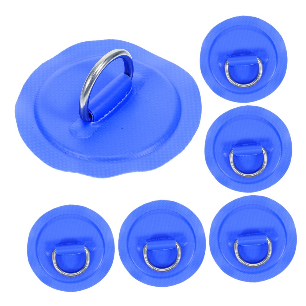 6pcs Stainless Steel D-Shaped Buckle PVC D-Ring Patch D Ring Surfboard D-Ring Dinghy Kayak Multifunction Buckle Patch Marine Accessories Canoe Buckles Surfing Pad Portable Metal