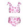 Aflyko Girls' Swimwear Pink Cow Print Cute 2-Piece Bikini Set Summer Swimsuit Holiday Bathing Suit Pool Party Beachwear Water Sport Tankini Set 5-6T view 1