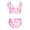 Aflyko Girls' Swimwear Pink Cow Print Cute 2-Piece Bikini Set Summer Swimsuit Holiday Bathing Suit Pool Party Beachwear Water Sport Tankini Set 5-6T view 2