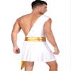 CHICTRY Men Ancient Rome Costume One Shoulder Harness Skirts Mr. Toga Outfits for Halloween Theme Party White A Small view 4