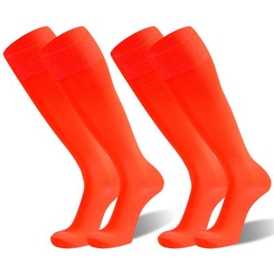 HAPYCEO Orange Softball Socks, Men Women Knee High Non-slip Baseball Football Soccer Training Halloween Velma Neon Long Socks for School 2 Pairs, Large