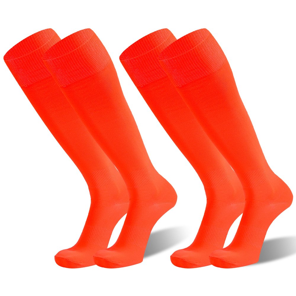 HAPYCEO Orange Softball Socks, Men Women Knee High Non-slip Baseball Football Soccer Training Halloween Velma Neon Long Socks for School 2 Pairs, Large