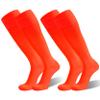 HAPYCEO Orange Softball Socks, Men Women Knee High Non-slip Baseball Football Soccer Training Halloween Velma Neon Long Socks for School 2 Pairs, Large view 1