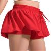 BOOPH Girls Flowy Butterfly Shorts Athletic Shorts Girls with Inner Pockets for Running Tennis Red 9-10Y view 2