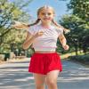 BOOPH Girls Flowy Butterfly Shorts Athletic Shorts Girls with Inner Pockets for Running Tennis Red 9-10Y view 3