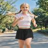 BOOPH Girls Flowy Butterfly Shorts Athletic Shorts Girls with Inner Pockets for Running Tennis Black 5-6Y view 3