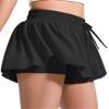 BOOPH Girls Flowy Butterfly Shorts Athletic Shorts Girls with Inner Pockets for Running Tennis Black 13-14Y view 2