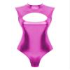 Freebily Womens Shiny Metallic Leotard Turtleneck Bodysuit Sleeveless Catsuits Dance Jumpsuits Hot Pink XX-Large view 1