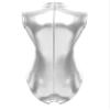 Freebily Womens Shiny Metallic Leotard Turtleneck Bodysuit Sleeveless Catsuits Dance Jumpsuits Silver X-Large view 4