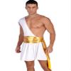 Alvivi Mens One Shoulder Ruffle Dress Metallic Ruched Belted Dresses Ancient Greek Cosplay Outfit White 3X-Large view 1
