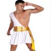 Alvivi Mens One Shoulder Ruffle Dress Metallic Ruched Belted Dresses Ancient Greek Cosplay Outfit White 3X-Large view 2