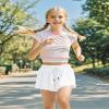 BOOPH Girls Flowy Shorts Athletic Butterfly Shorts Girls with Inner Pockets for Running Tennis White 9-10Y view 3