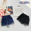 Kids Toddler Baby Girls Dark Blue Denim Jeans Baggy Fit Denim Pants with Back Pockets Jeans Pants Jogger Shorts Boy (Black, 5-6 Years) view 2