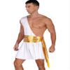 QinCiao Men's Halloween Costume One Shoulder Ancient Greek God Knight Warrior Cosplay Outfits WhiteTypeA Small view 2