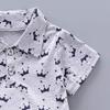 Baby Boy Casual Suit Short Sleeve Button Down Tops Casual Denim Shorts Set Toddlers Playwear Set (Grey, 18-24 Months) view 4